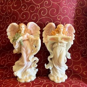 Elegant Angel Figurines in Pink and Cream